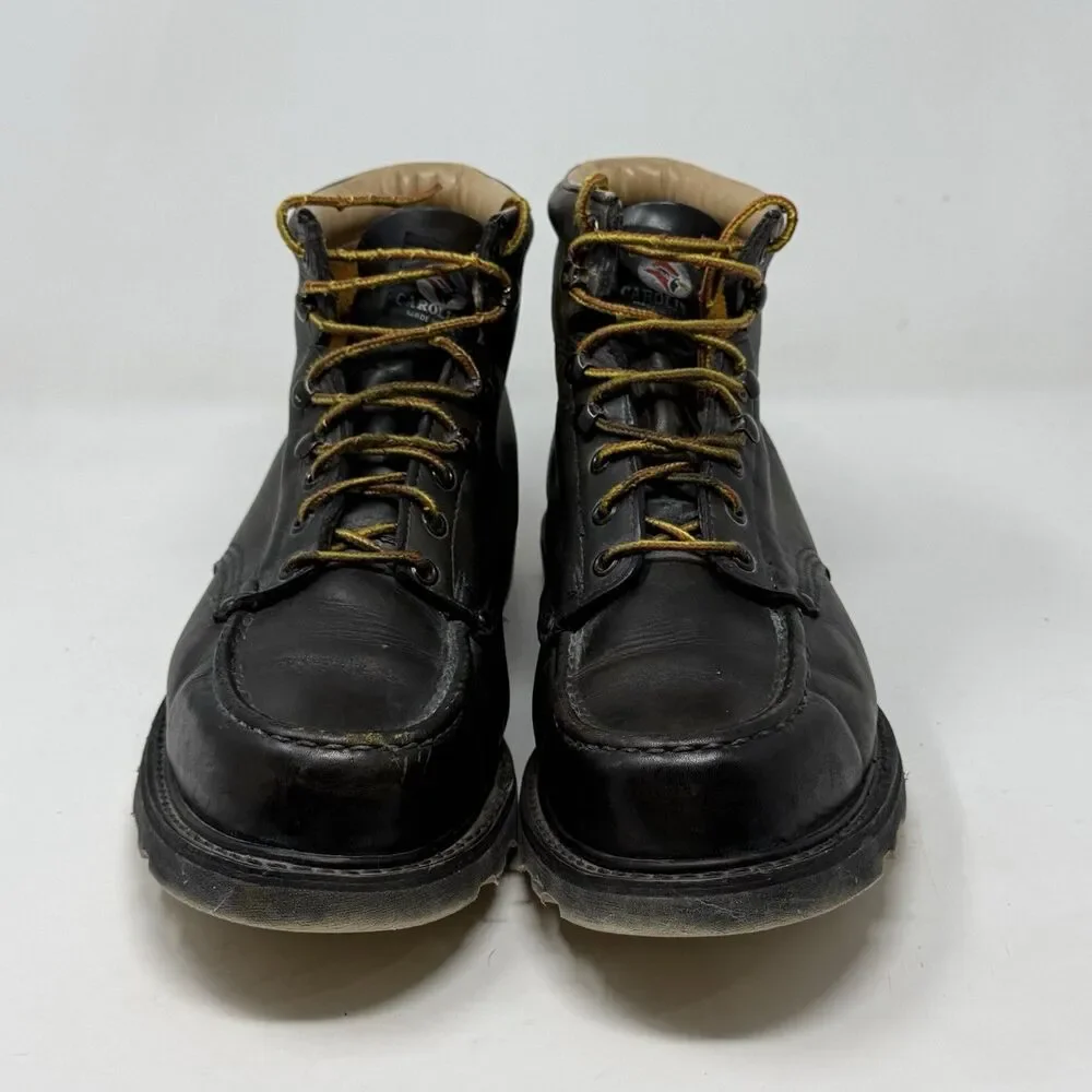 Carolina Soft Moc Toe Wedge Work Boots Mens 13 Black Burnished Leather USA Made